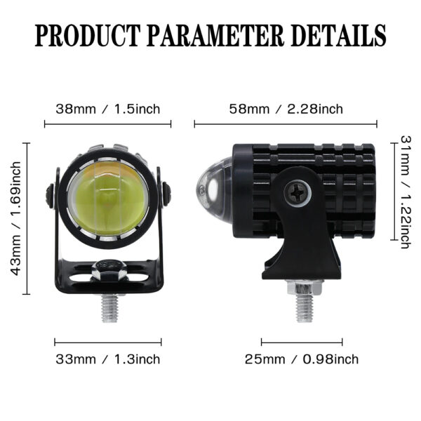 Dual Color LED Motorcycle Auxiliary Headlight - 5000LM, Waterproof, with Control Switch