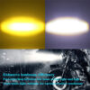 Dual Color LED Motorcycle Auxiliary Headlight - 5000LM, Waterproof, with Control Switch