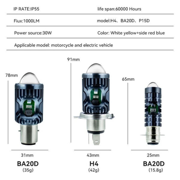 H4/BA20D/P15D LED Motorcycle Headlight