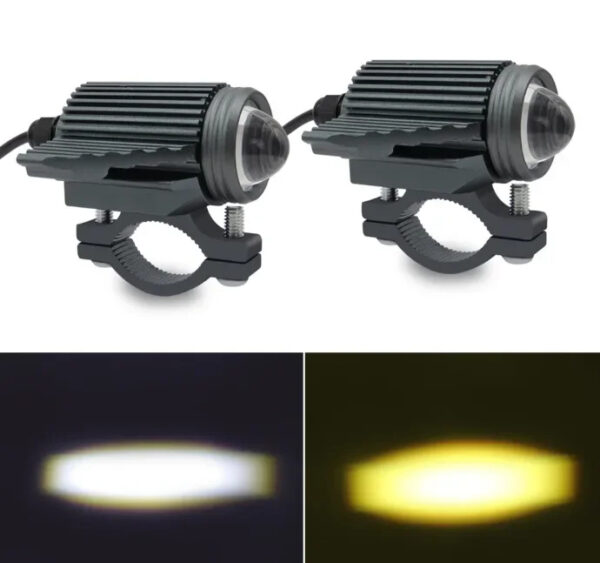 Dual Color LED Motorcycle Spotlight - White & Yellow