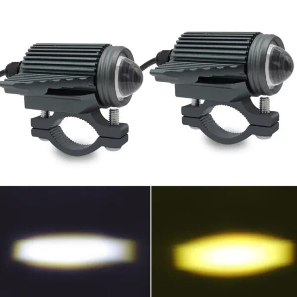 Dual Color LED Motorcycle Spotlight - White & Yellow