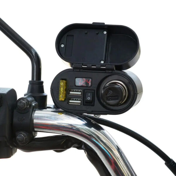 12V Handlebar USB Charger with Voltmeter