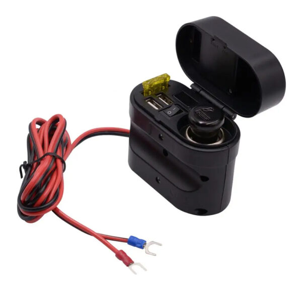 12V Handlebar USB Charger with Voltmeter