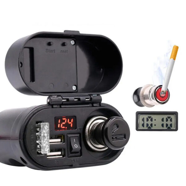 12V Handlebar USB Charger with Voltmeter