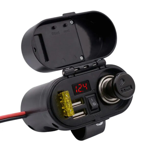 12V Handlebar USB Charger with Voltmeter