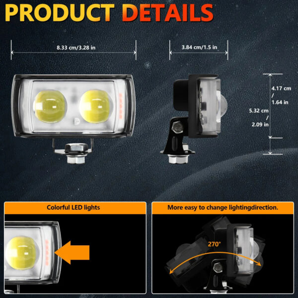 Multi-Color Motorcycle LED Auxiliary Light (12-32V)