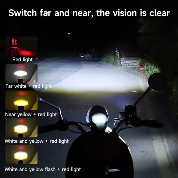 Owl Shape LED Motorcycle Headlight - 4 Modes (R/Y/W)